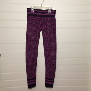Purple and black leggings